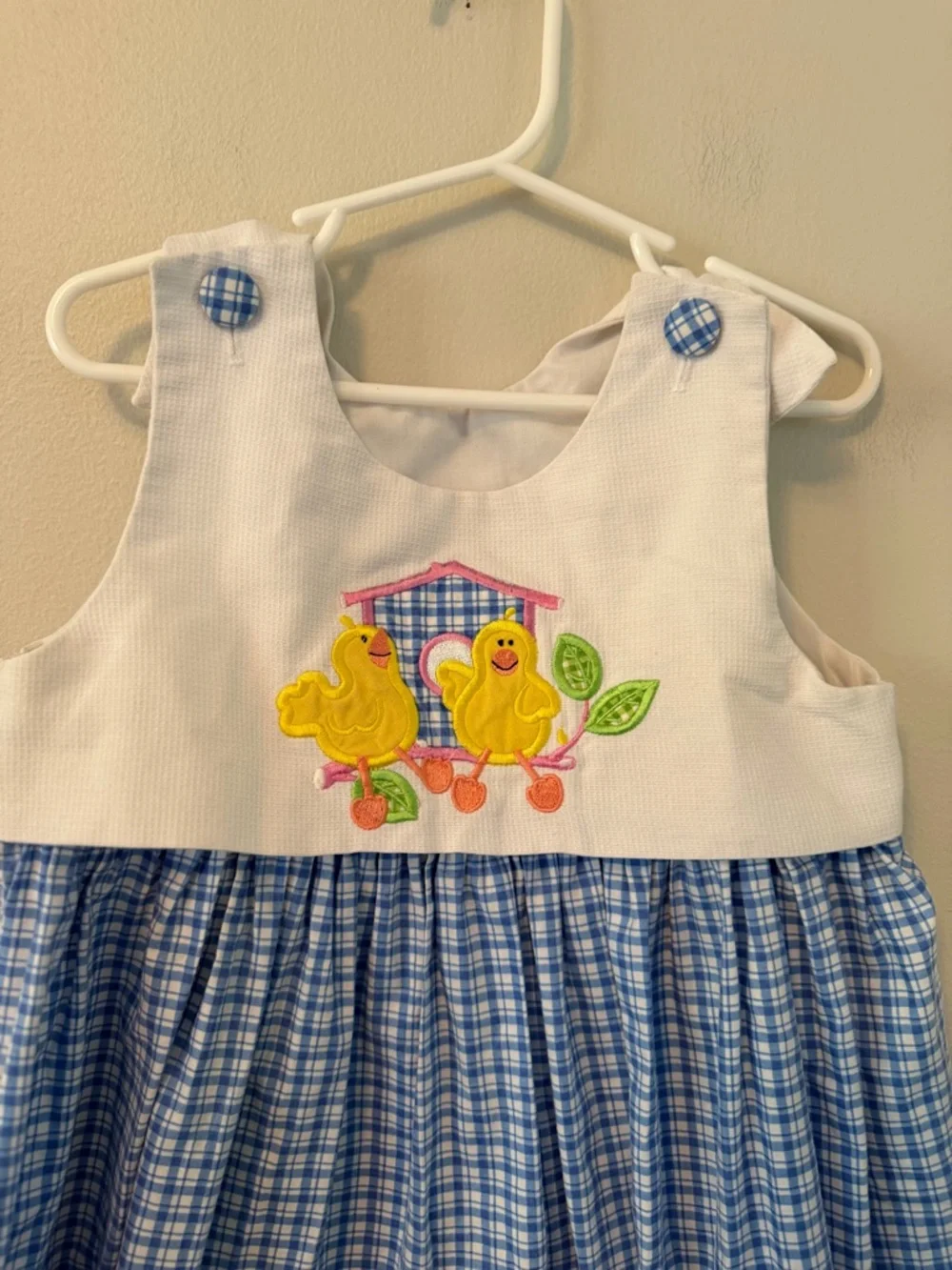 Austin & Ashley Blue Plaid Chick Applique Sundress